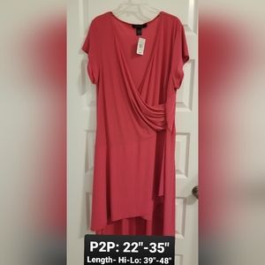 Ashley Stewart SS Faux Wrap Hi-Lo Dress, NWT, Size 2X (18/20)